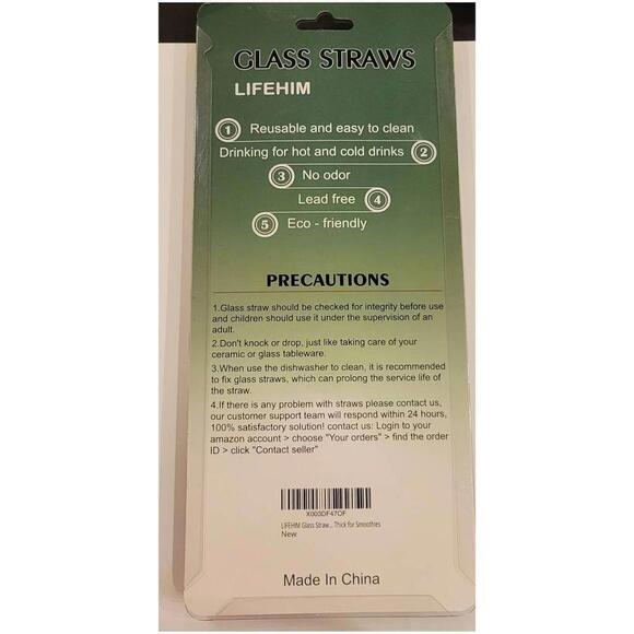 Reusable Glass Straws 4 count Bent Clear 10in Length - Picture 5 of 5